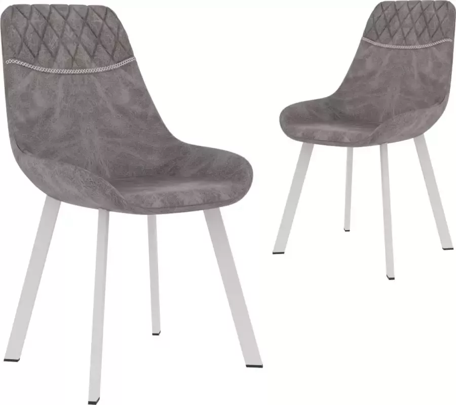 Decoways Eetkamerstoelen 2 stuks kunstleer grijs