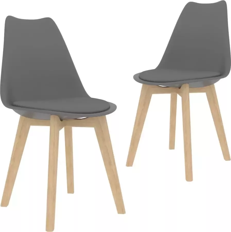 Decoways Eetkamerstoelen 2 stuks kunstleer grijs