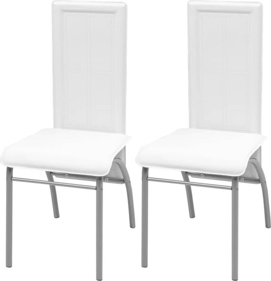 Decoways Eetkamerstoelen 2 stuks kunstleer wit