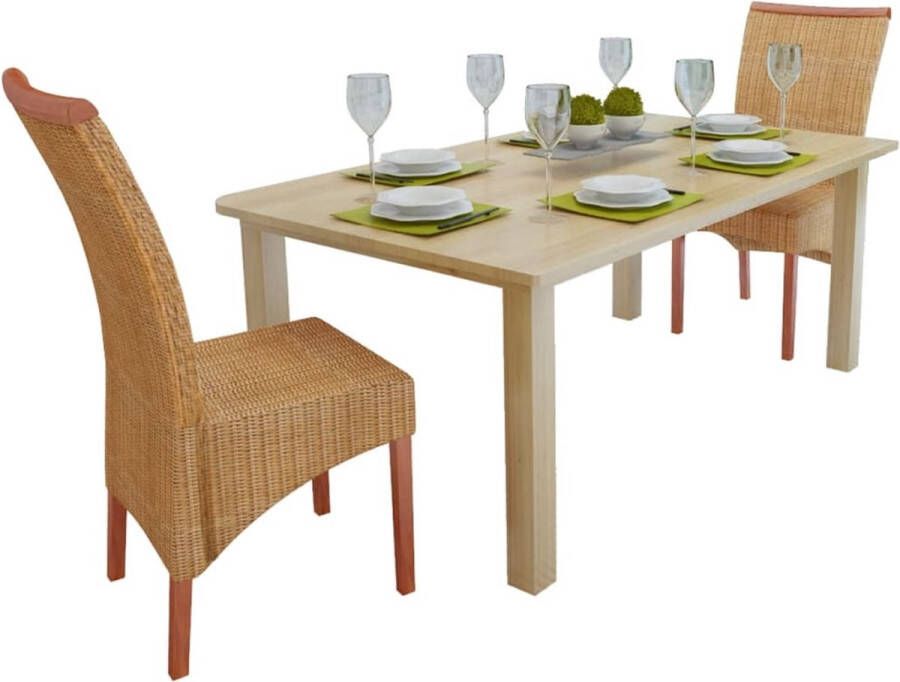 Decoways Eetkamerstoelen 2 stuks natuurlijk rattan bruin