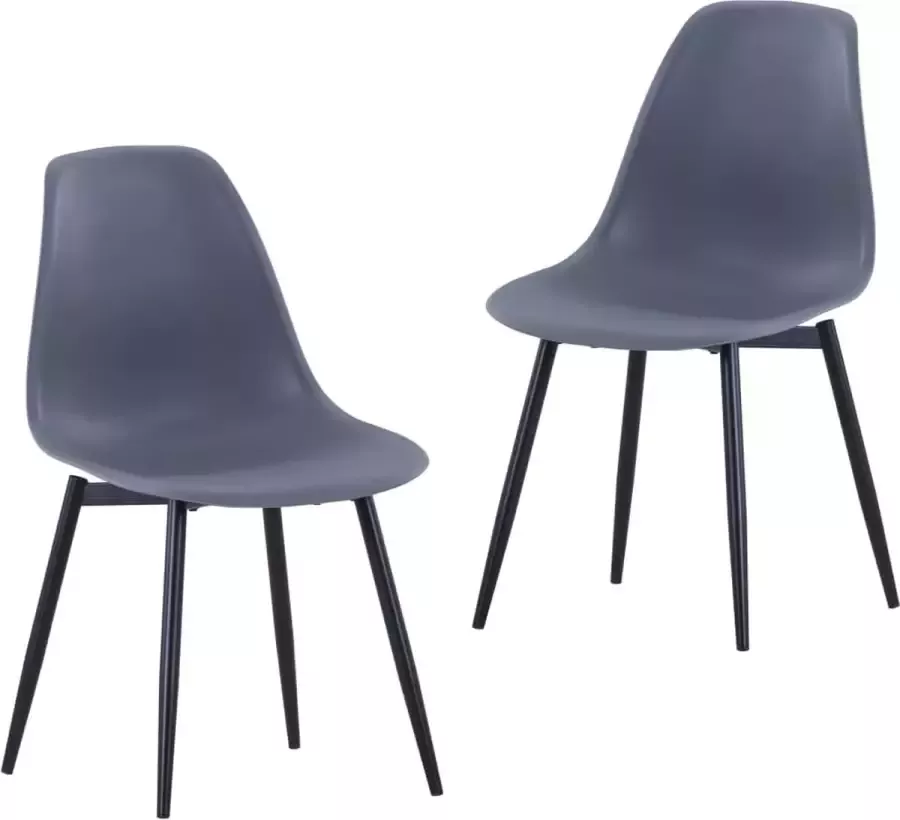 Decoways Eetkamerstoelen 2 stuks PP grijs