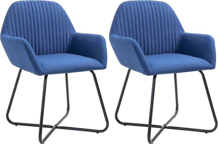 Decoways Eetkamerstoelen 2 stuks stof blauw