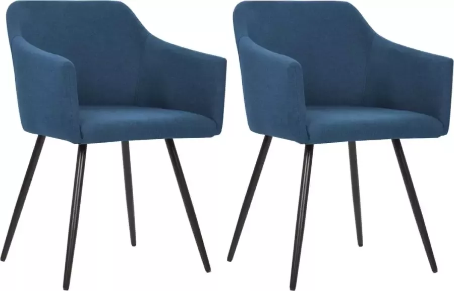 Decoways Eetkamerstoelen 2 stuks stof blauw