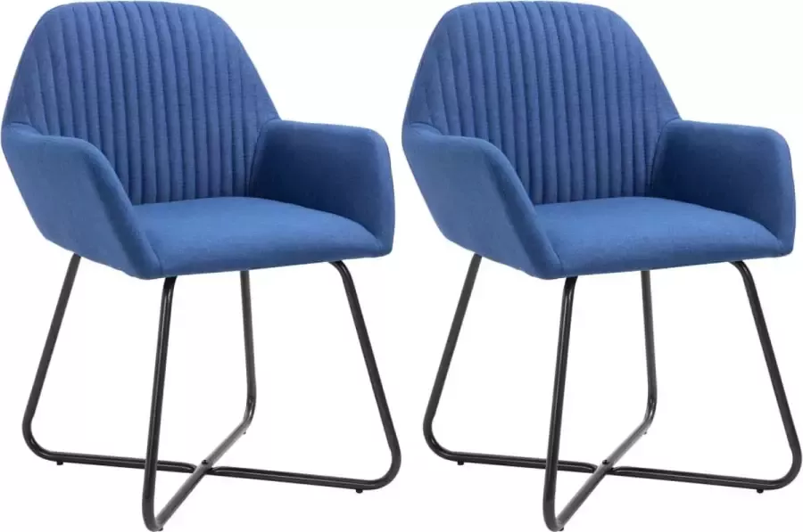 Decoways Eetkamerstoelen 2 stuks stof blauw