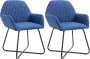 Decoways Eetkamerstoelen 2 stuks stof blauw - Thumbnail 1