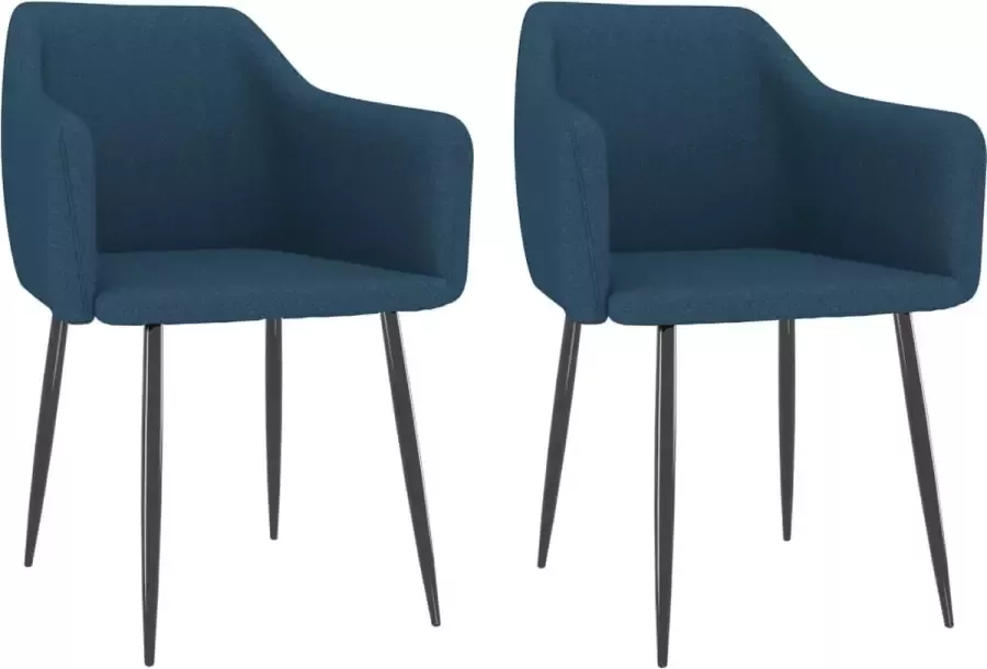 Decoways Eetkamerstoelen 2 stuks stof blauw