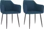 Decoways Eetkamerstoelen 2 stuks stof blauw - Thumbnail 2