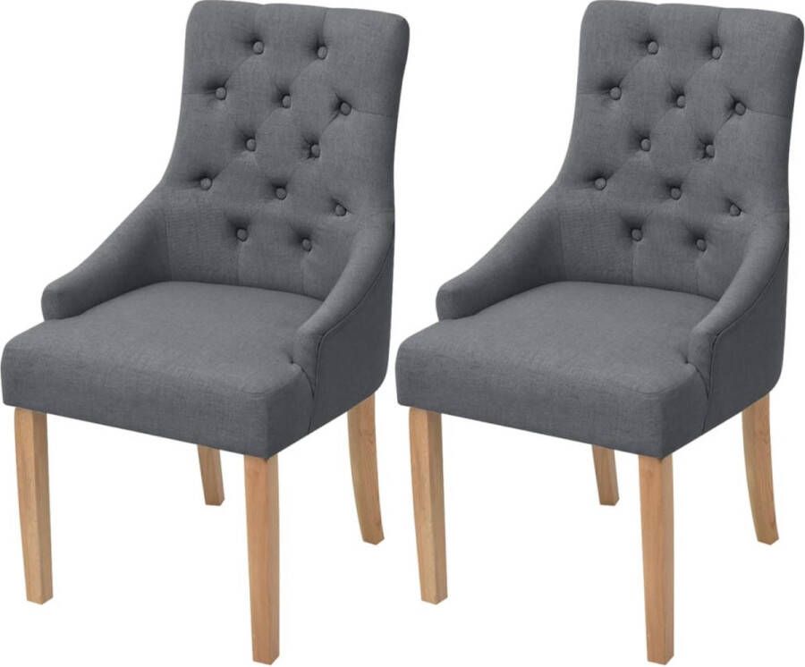 Decoways Eetkamerstoelen 2 stuks stof donkergrijs