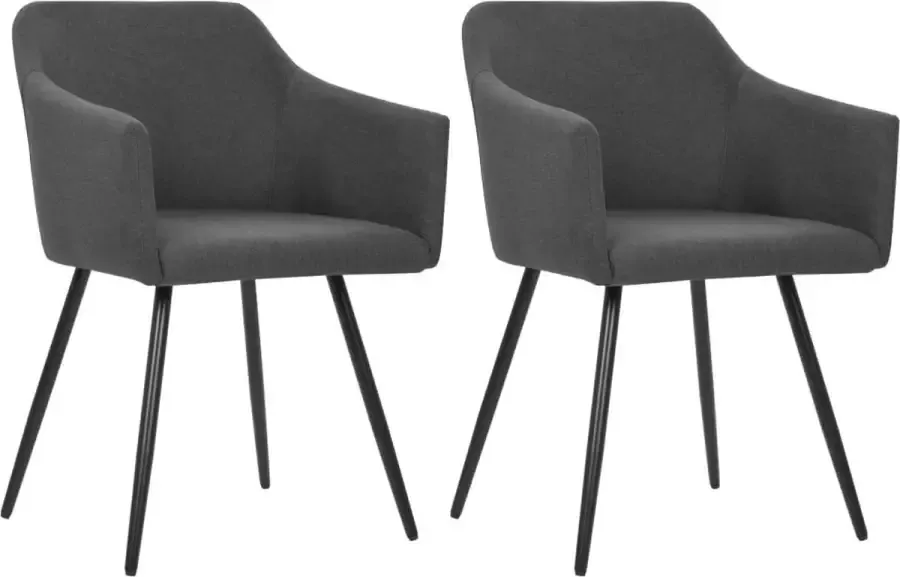 Decoways Eetkamerstoelen 2 stuks stof donkergrijs