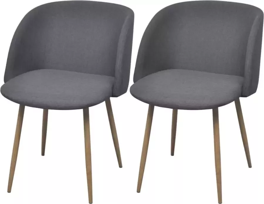 Decoways Eetkamerstoelen 2 stuks stof donkergrijs