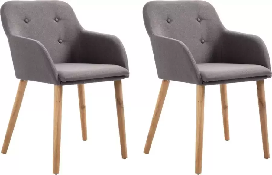 Decoways Eetkamerstoelen 2 stuks stof en massief eikenhout taupe