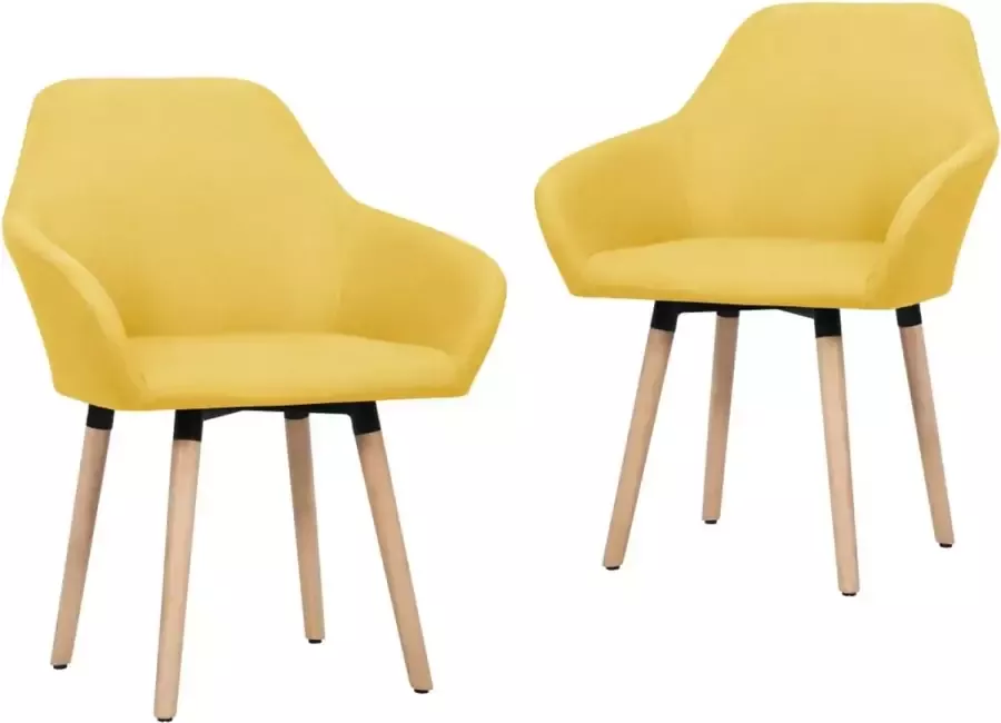 Decoways Eetkamerstoelen 2 stuks stof geel