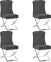 Decoways Eetkamerstoelen 4 stuks 53x52x98 cm fluweel roestvrij staal grijs - Thumbnail 1