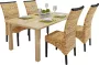 Decoways Eetkamerstoelen 4 stuks abaca en massief mangohout - Thumbnail 1