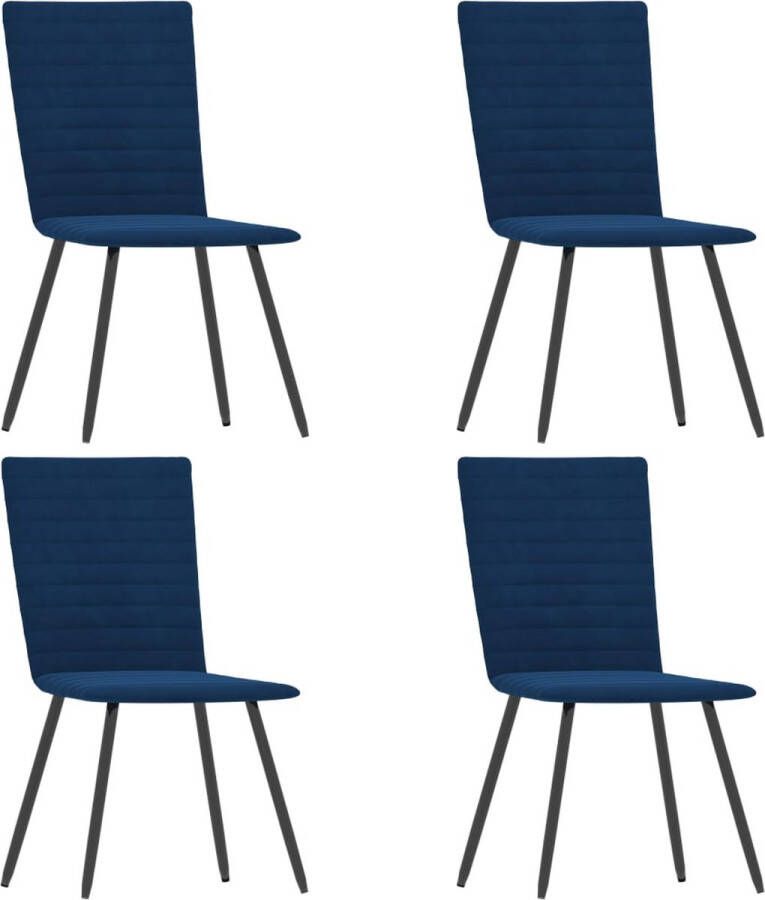 Decoways Eetkamerstoelen 4 stuks fluweel blauw