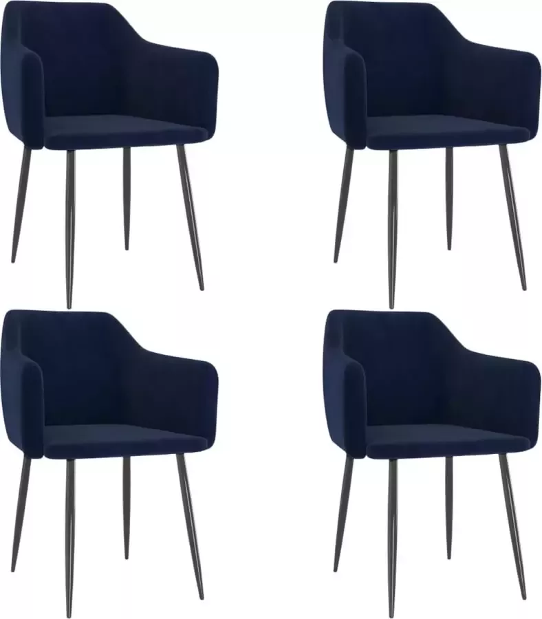 Decoways Eetkamerstoelen 4 stuks fluweel blauw