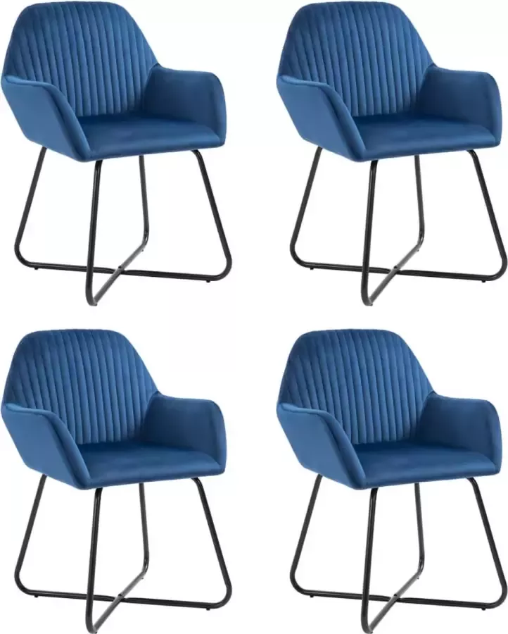 Decoways Eetkamerstoelen 4 stuks fluweel blauw