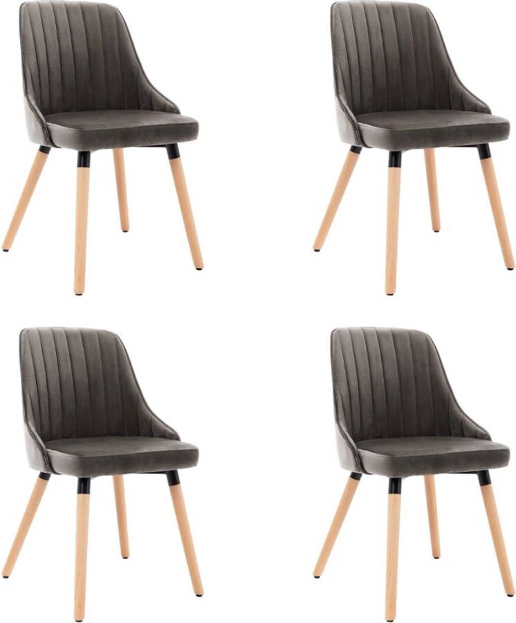 Decoways Eetkamerstoelen 4 stuks fluweel donkergrijs