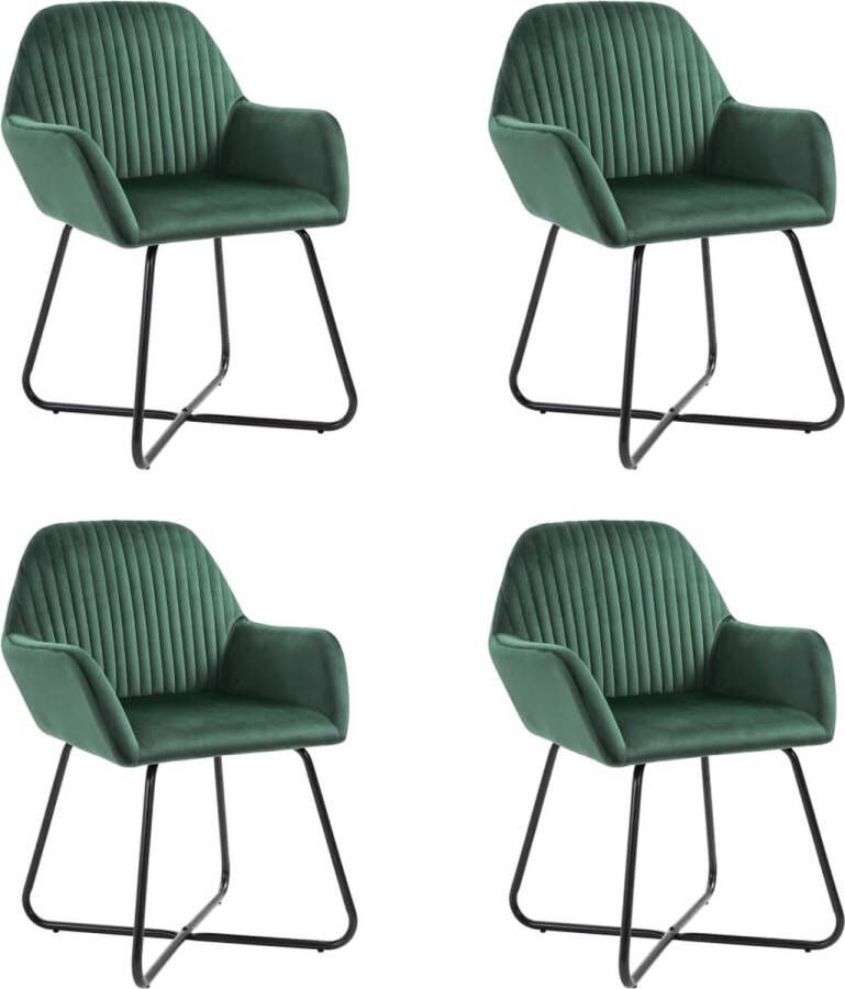 Decoways Eetkamerstoelen 4 stuks fluweel groen