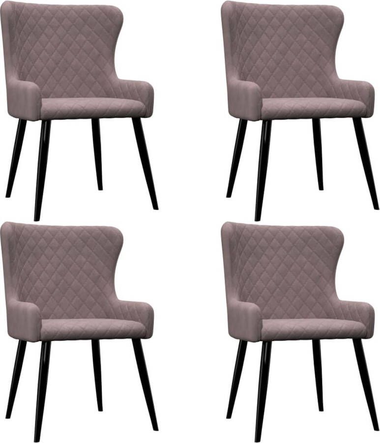 Decoways Eetkamerstoelen 4 stuks fluweel roze