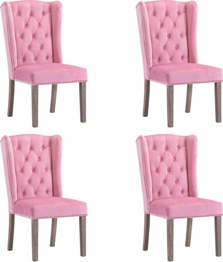 Decoways Eetkamerstoelen 4 stuks fluweel roze