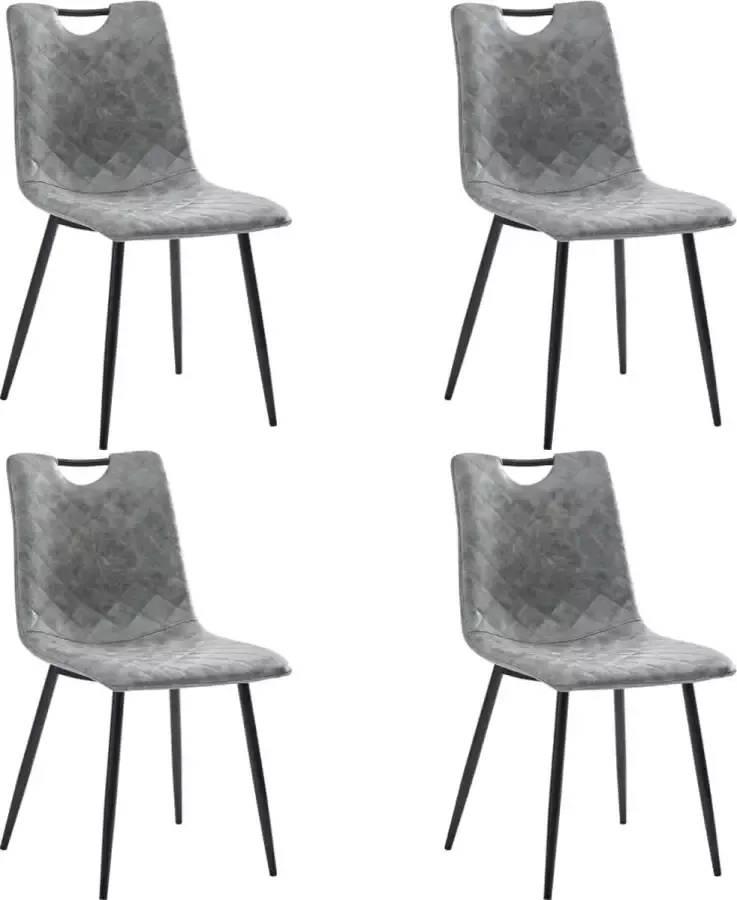 Decoways Eetkamerstoelen 4 stuks kunstleer donkergrijs