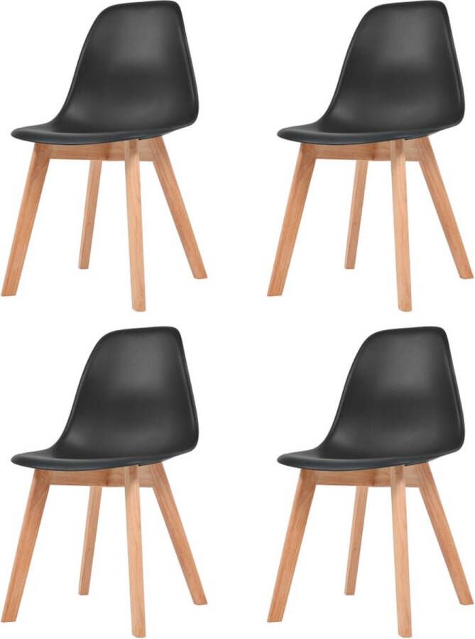 Decoways Eetkamerstoelen 4 stuks kunststof zwart