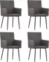 Decoways Eetkamerstoelen 4 stuks met armleuningen stof taupe - Thumbnail 1