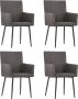 Decoways Eetkamerstoelen 4 stuks met armleuningen stof taupe - Thumbnail 2