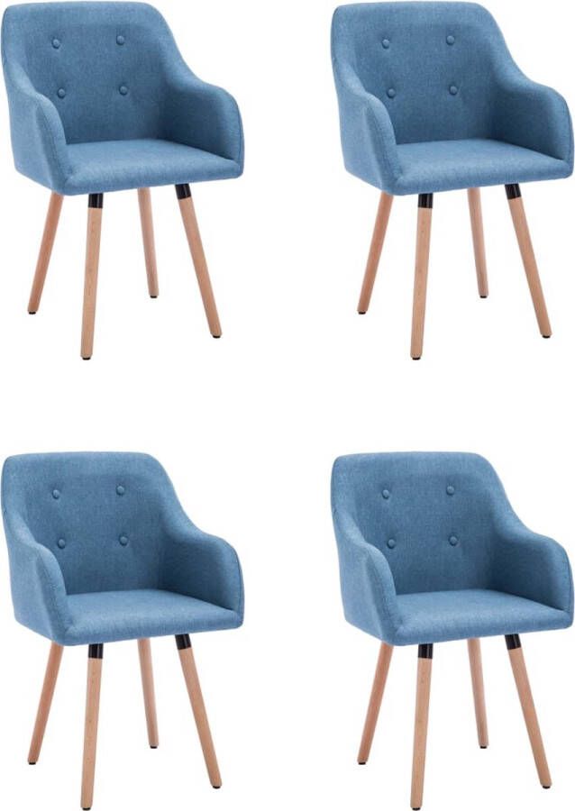 Decoways Eetkamerstoelen 4 stuks stof blauw