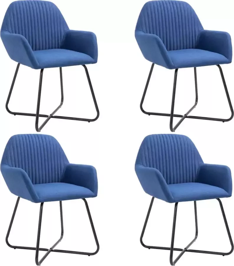 Decoways Eetkamerstoelen 4 stuks stof blauw