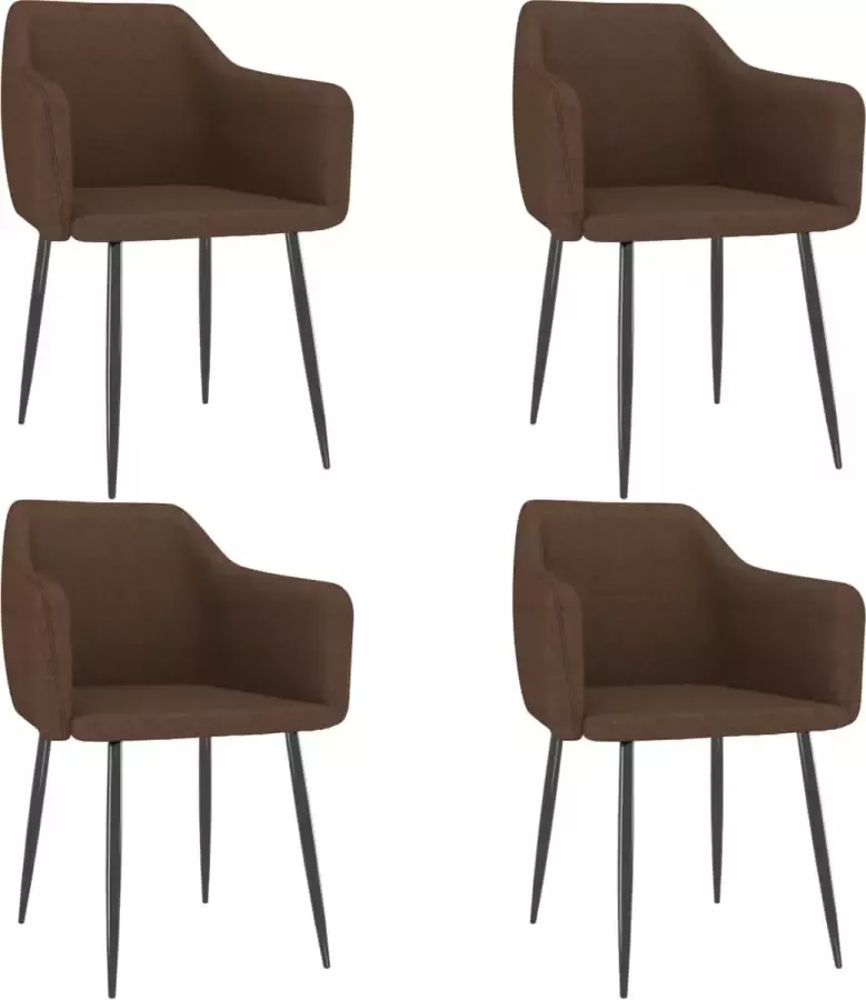 Decoways Eetkamerstoelen 4 stuks stof bruin