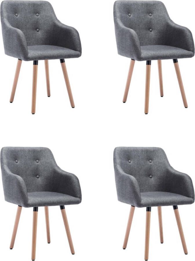 Decoways Eetkamerstoelen 4 stuks stof donkergrijs