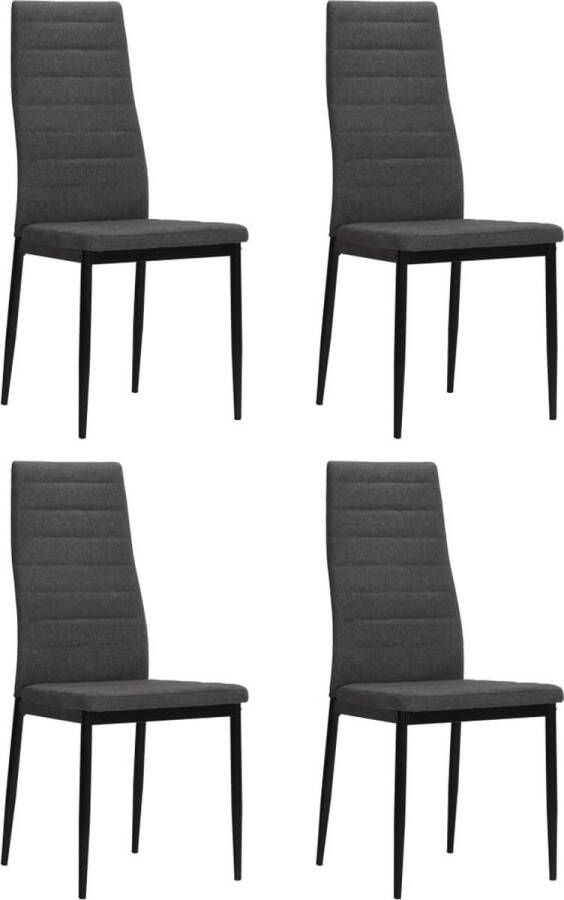 Decoways Eetkamerstoelen 4 stuks stof donkergrijs