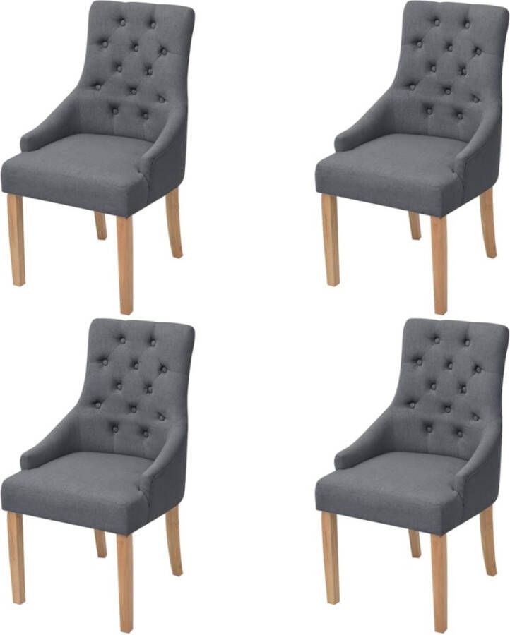 Decoways Eetkamerstoelen 4 stuks stof donkergrijs