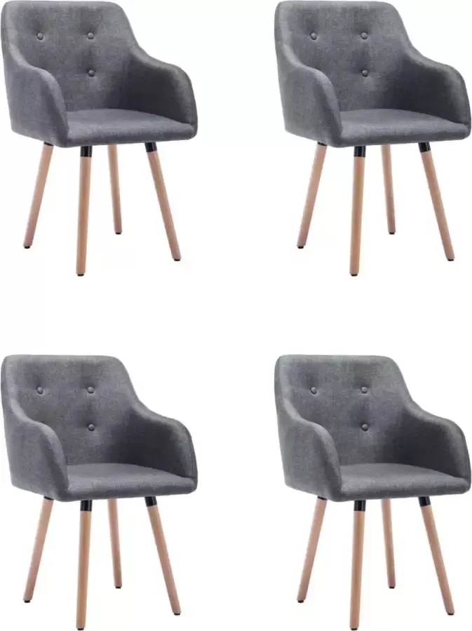 Decoways Eetkamerstoelen 4 stuks stof donkergrijs