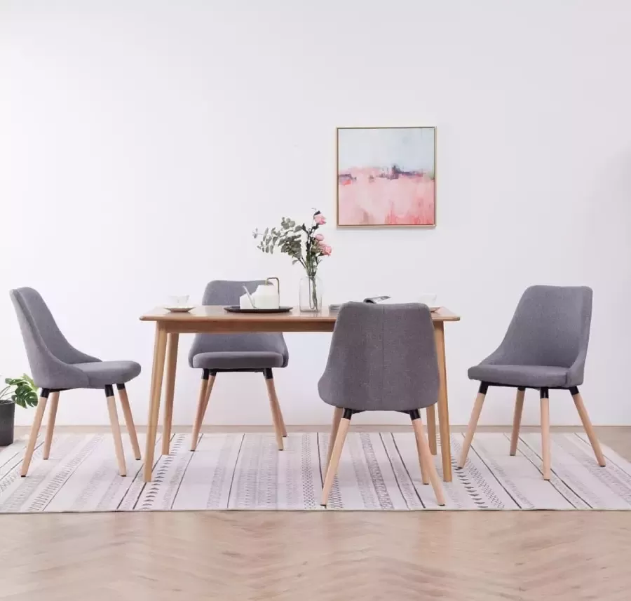 Decoways Eetkamerstoelen 4 stuks stof lichtgrijs