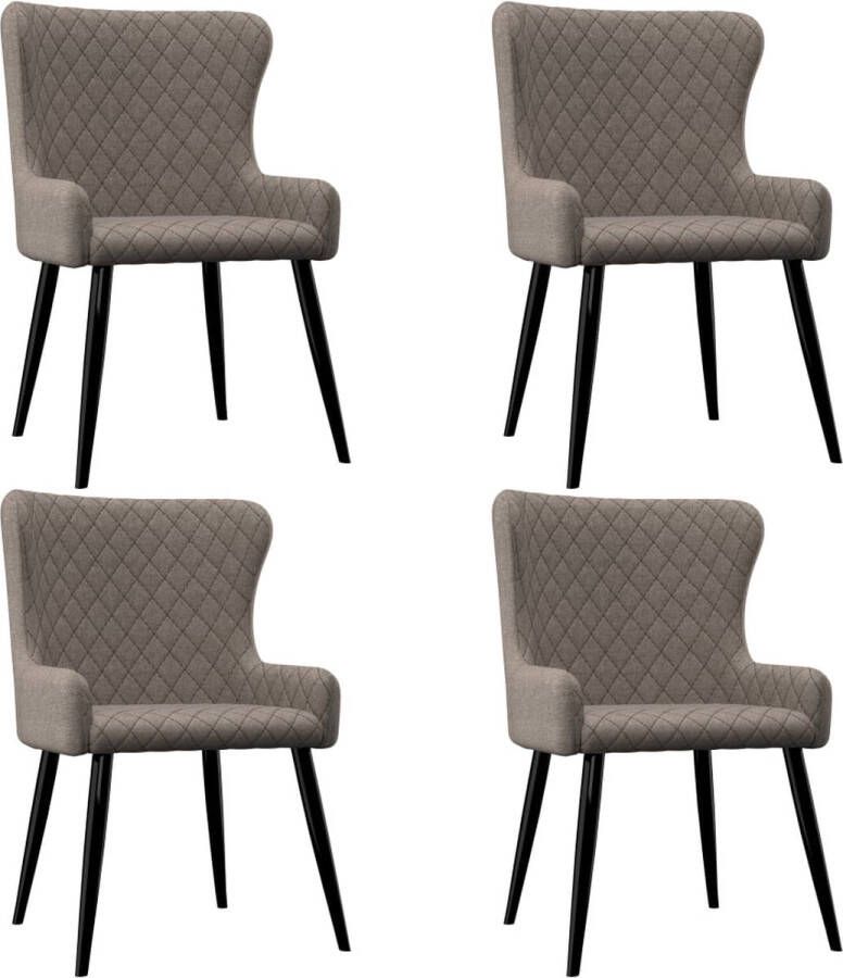 Decoways Eetkamerstoelen 4 stuks stof taupe