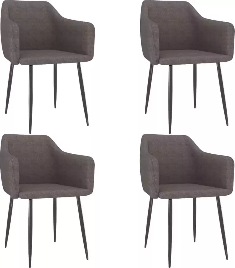 Decoways Eetkamerstoelen 4 stuks stof taupe - Foto 1