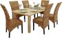 Decoways Eetkamerstoelen 6 stuks abaca en massief mangohout - Thumbnail 1