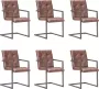 Decoways Eetkamerstoelen 6 stuks echt leer verweerd bruin - Thumbnail 1