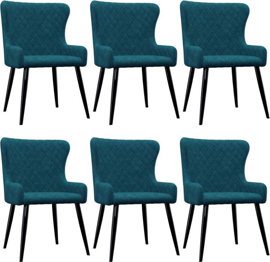 Decoways Eetkamerstoelen 6 stuks fluweel blauw