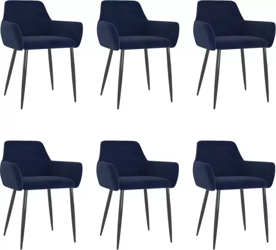 Decoways Eetkamerstoelen 6 stuks fluweel blauw