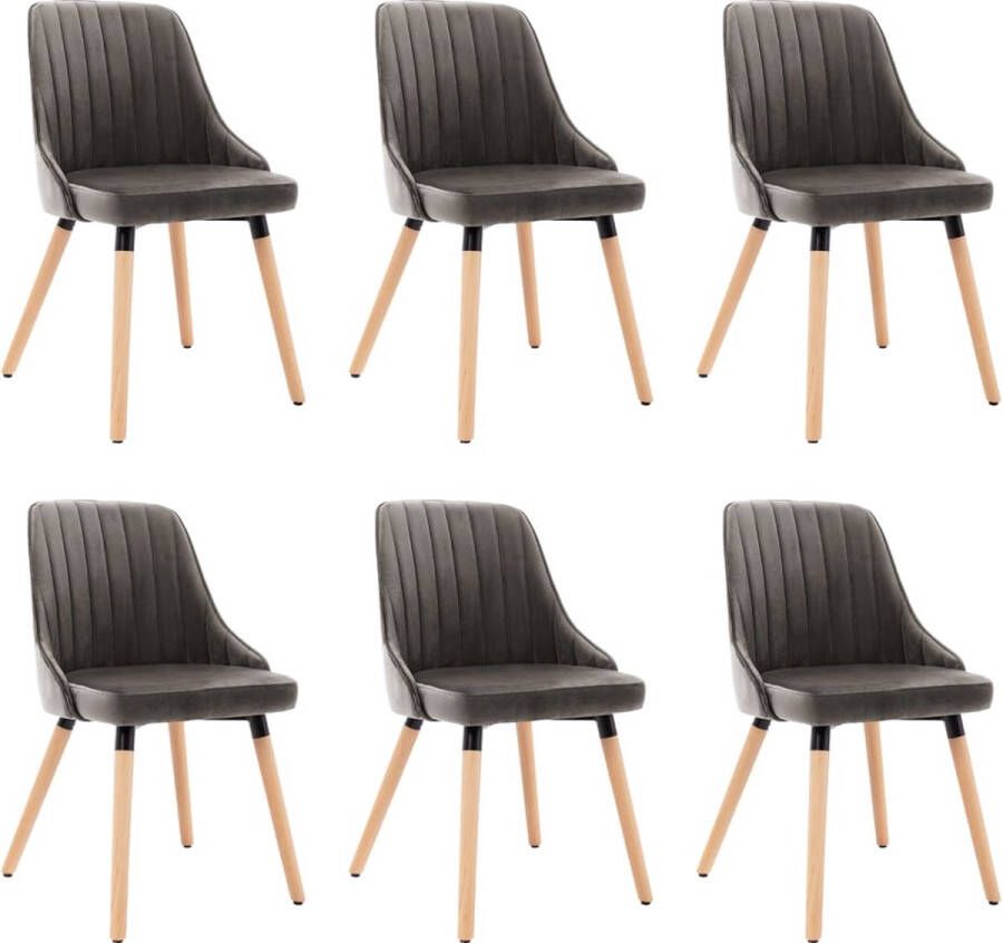 Decoways Eetkamerstoelen 6 stuks fluweel donkergrijs