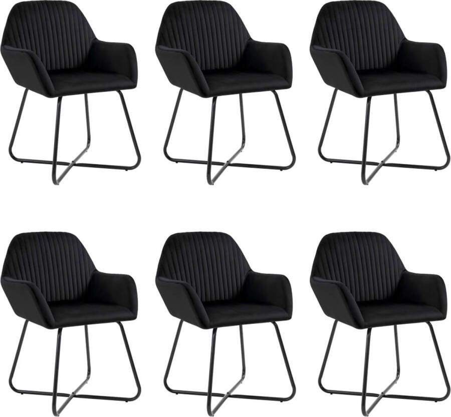 Decoways Eetkamerstoelen 6 stuks fluweel zwart