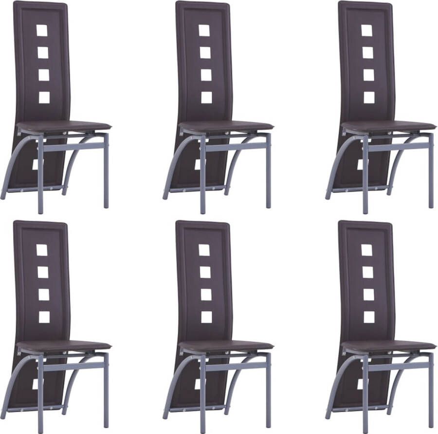 Decoways Eetkamerstoelen 6 stuks kunstleer bruin