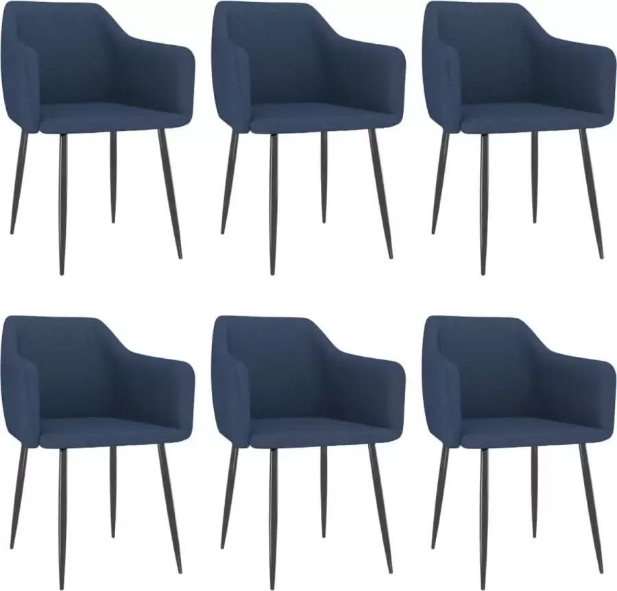 Decoways Eetkamerstoelen 6 stuks stof blauw