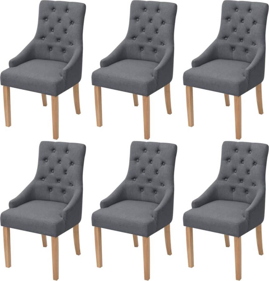 Decoways Eetkamerstoelen 6 stuks stof donkergrijs