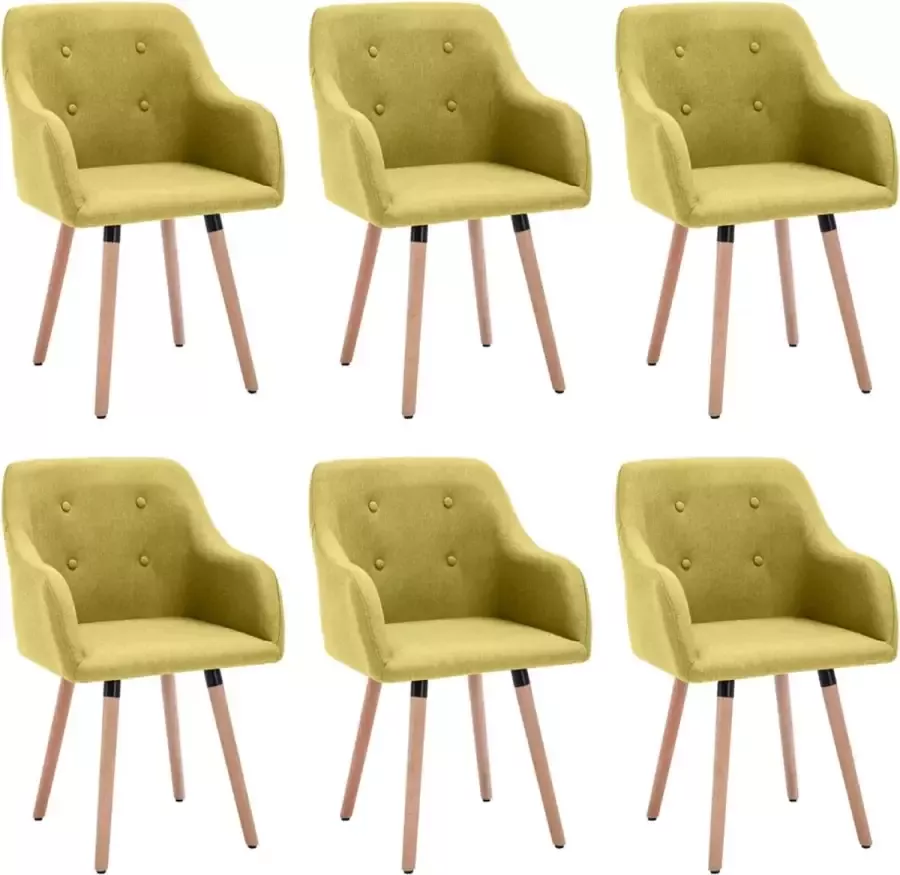 Decoways Eetkamerstoelen 6 stuks stof groen