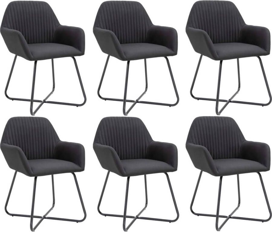 Decoways Eetkamerstoelen 6 stuks stof zwart